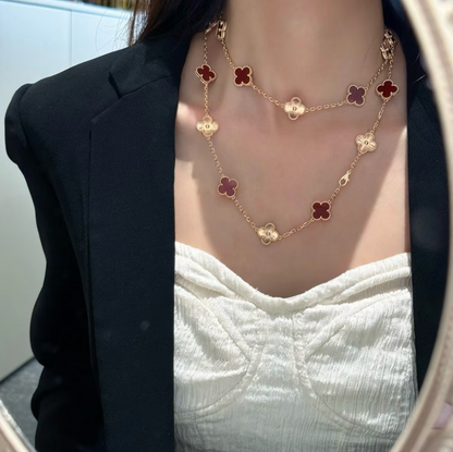 [Marin-Jewelry]CLOVER 20 MOTIFS LASER CARNELIAN NECKLACE