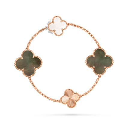 [Marins]DETACHABLE CLOVER 15(11+4) FLOWER SILVER NECKLACE SET