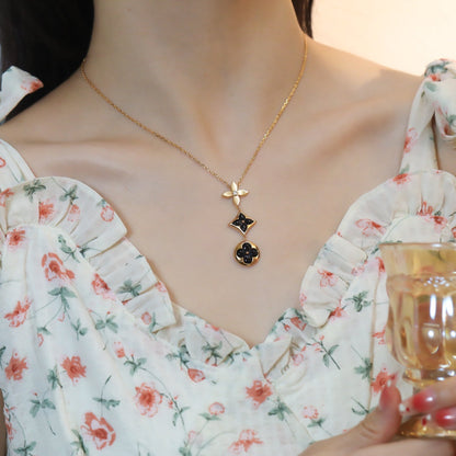 [Marins]STAR AND SUN ONYX PINK GOLD NECKLACE