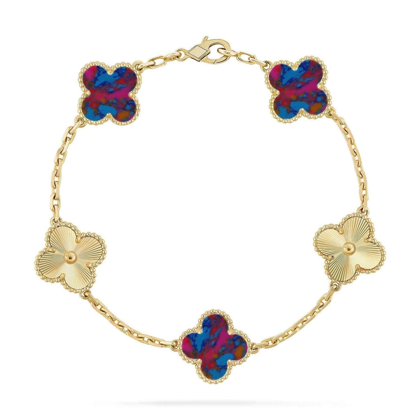 [Marins]CLOVER 5 MOTIF COLOR GEMSTONES BRACELET COLLECTION