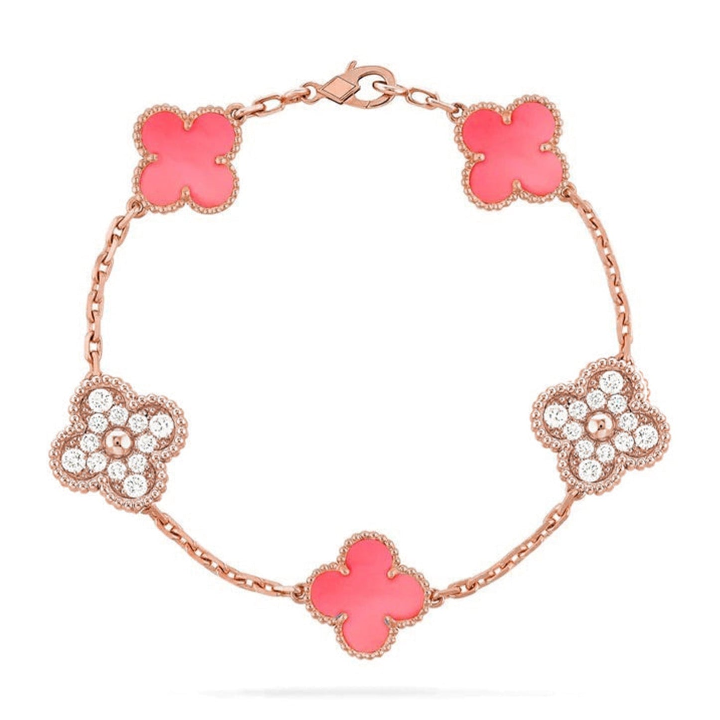 [Marins] CLOVER 5 MOTIFS  PINK MOP BRACELET COLLECTION