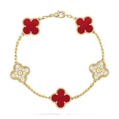 [Marins] CLOVER 5 MOTIF RED CORNELIAN BRACELET COLLECTION