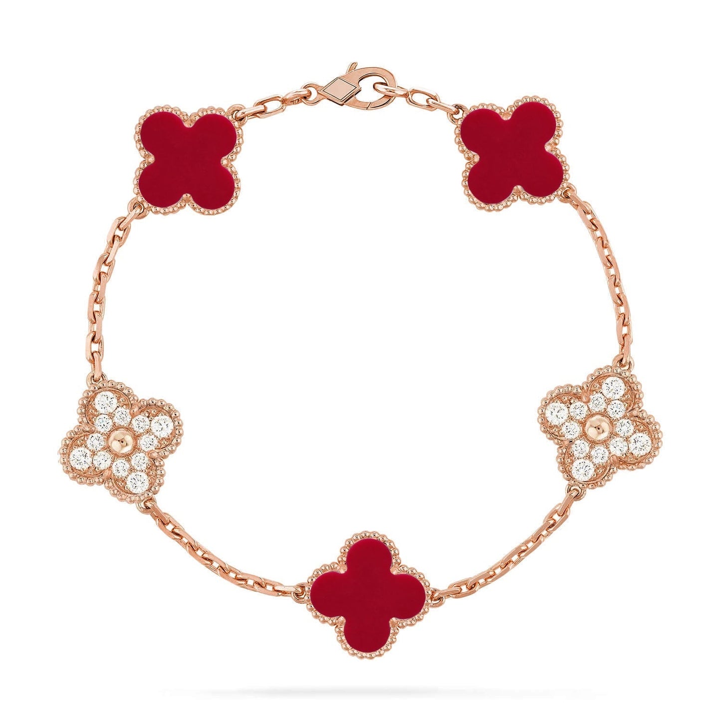 [Marins] CLOVER 5 MOTIF RED CORNELIAN BRACELET COLLECTION