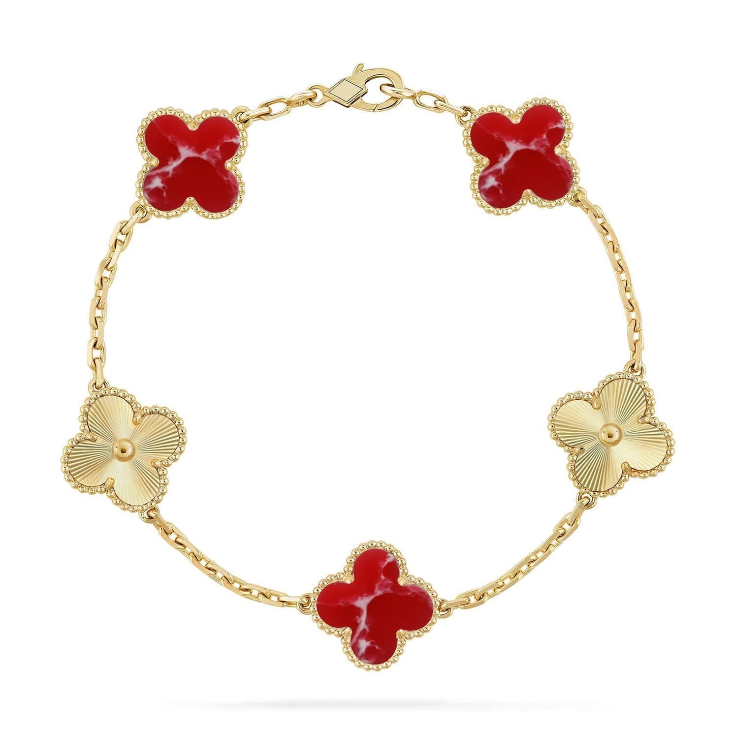 [Marin-Jewelry]CLOVER 5 MOTIF RED PATTERN BRACELET COLLECTION
