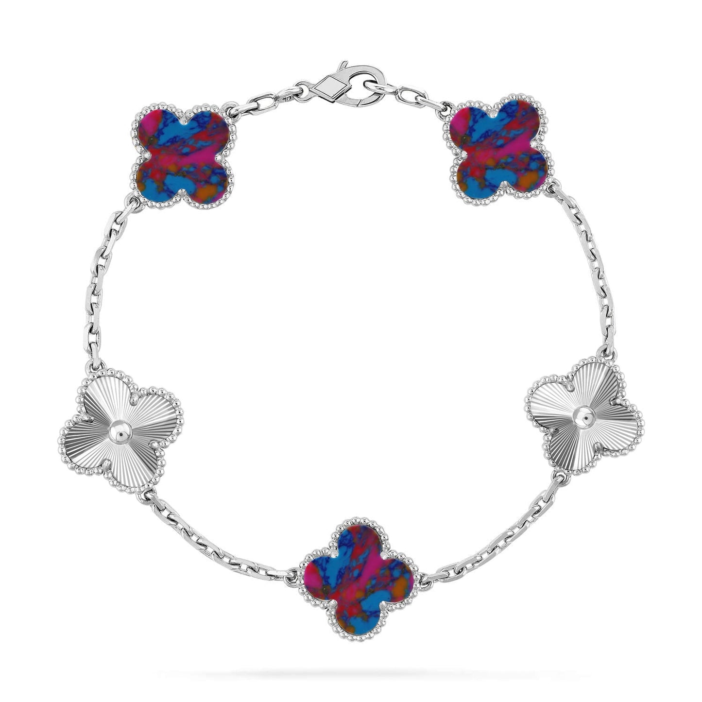 [Marins]CLOVER 5 MOTIF COLOR GEMSTONES BRACELET COLLECTION