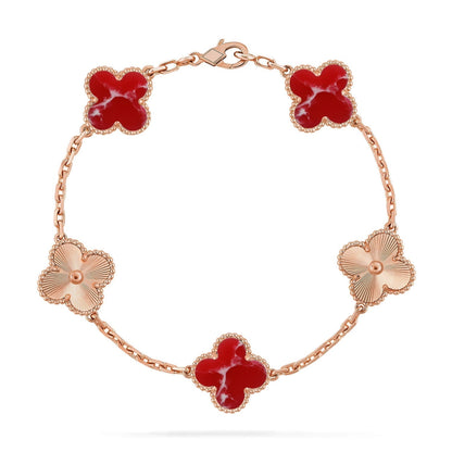 [Marins]CLOVER 5 MOTIF RED PATTERN BRACELET COLLECTION