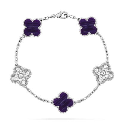 [Marins]CLOVER 5 MOTIF PURPLE STRIPES BRACELET COLLECTION