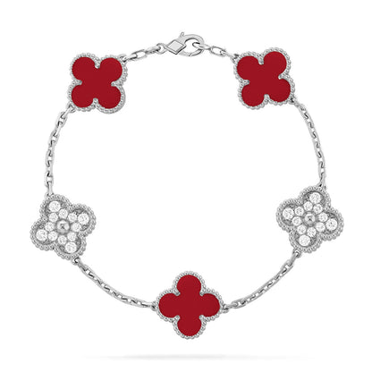 [Marin-Jewelry] CLOVER 5 MOTIF RED CORNELIAN BRACELET COLLECTION
