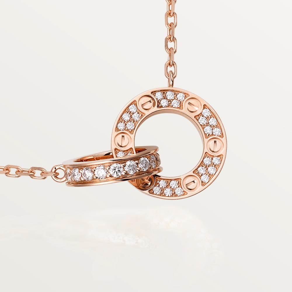 [Marin-Jewelry]LOVE 7.6MM NECKLACE Marin-Jewelry GOLD AND SILVER  FULL DIAMOND