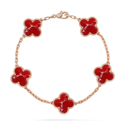 [Marins]CLOVER 5 MOTIF RED PATTERN BRACELET COLLECTION