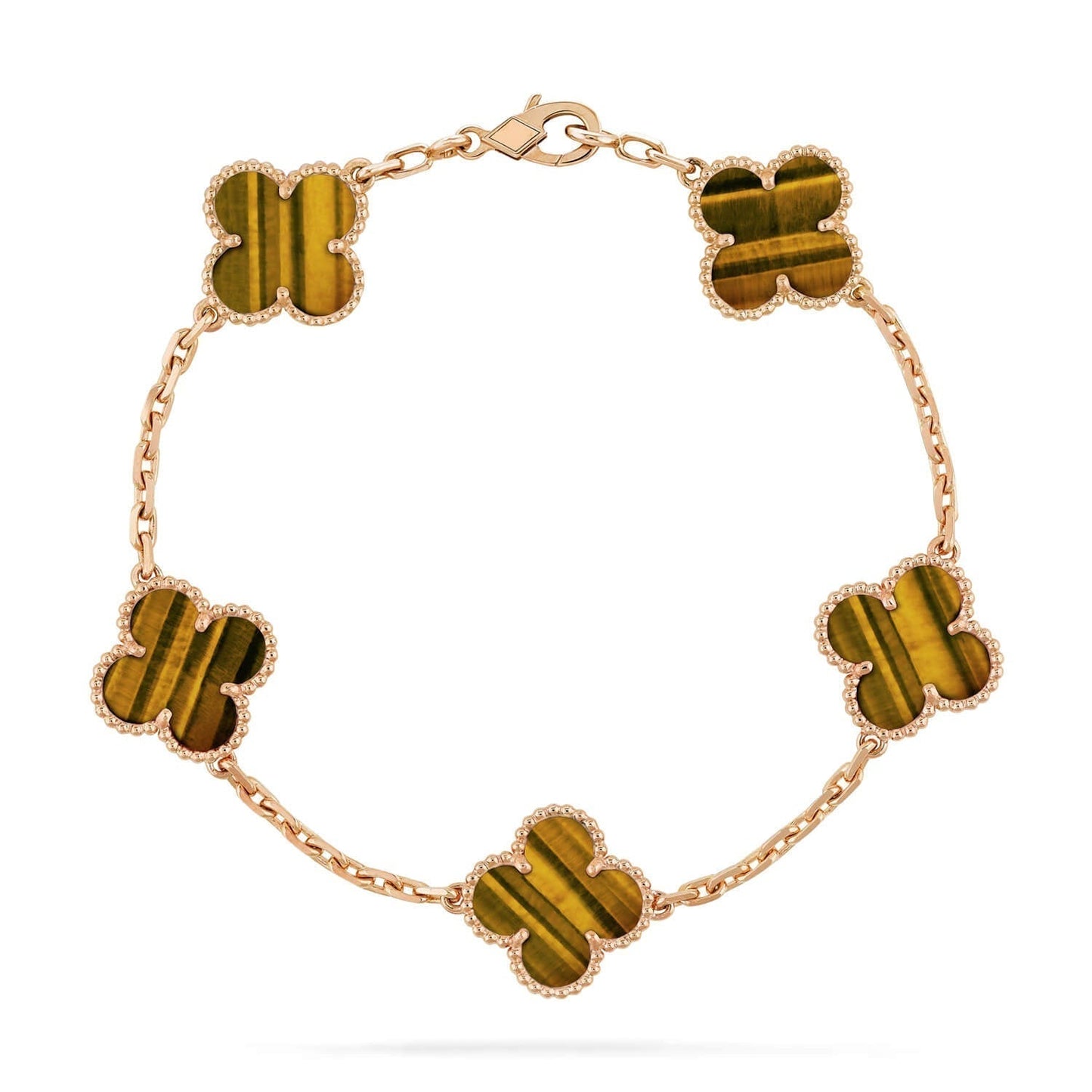 [Marins] CLOVER 5 MOTIFS TIGER EYE BRACELET COLLECTION