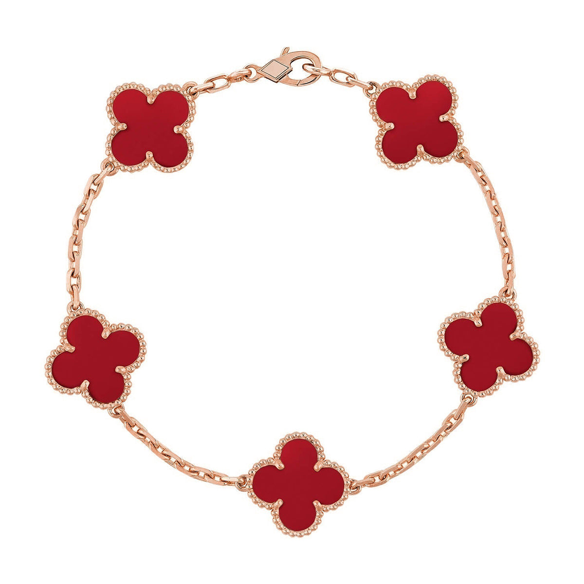 [Marins] CLOVER 5 MOTIF RED CORNELIAN BRACELET COLLECTION