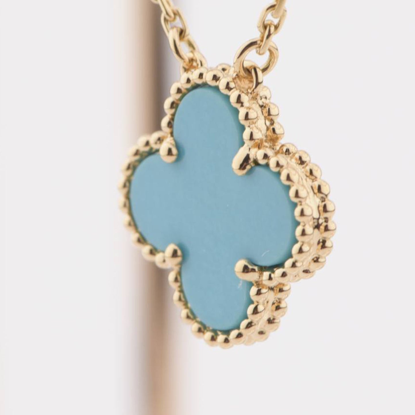 [Marins]CLOVER 15MM VINTAGE TURQUOISE NECKLACE