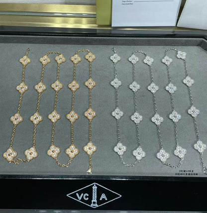 [Marins]CLOVER 20 MOTIFS FULL-DIAMOND NECKLACE