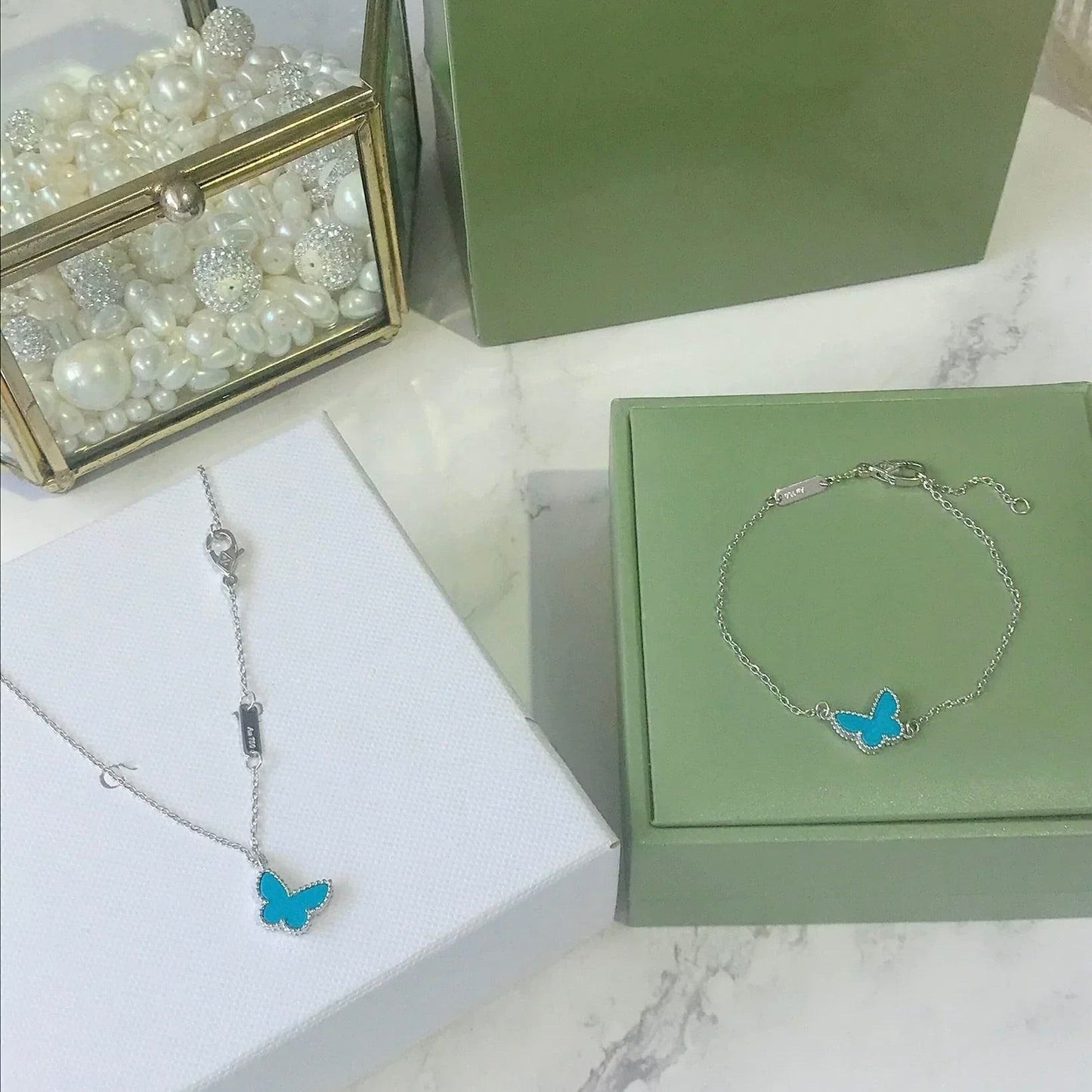 [Marins]BUTTERFLY TURQUOISE BUTTERFLY BRACELET SILVER