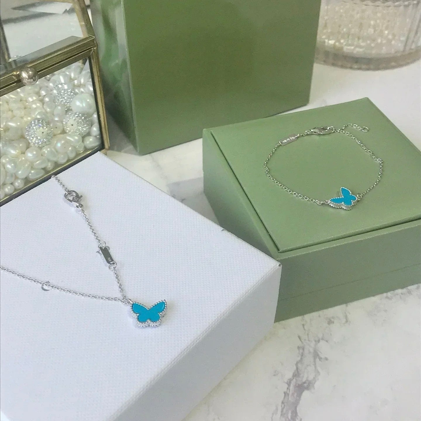 [Marins]BUTTERFLY TURQUOISE BUTTERFLY BRACELET SILVER