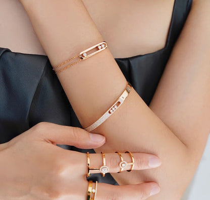 [Marins]Move Noa Rose Gold Pavé Diamond Bangle Bracelet