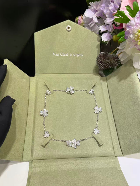 [Marins Jewelry]クローバー 10モチーフ フルダイヤモンドネックレス