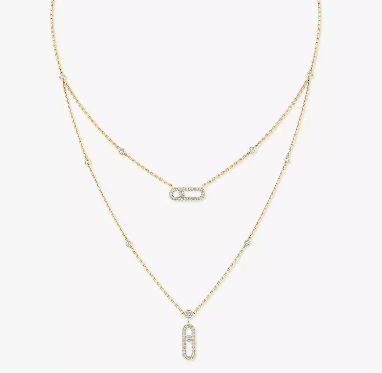 [Marins]MS Double-Circle Full-Diamond Necklace