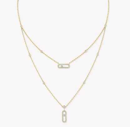 [Marins]MS Double-Circle Full-Diamond Necklace