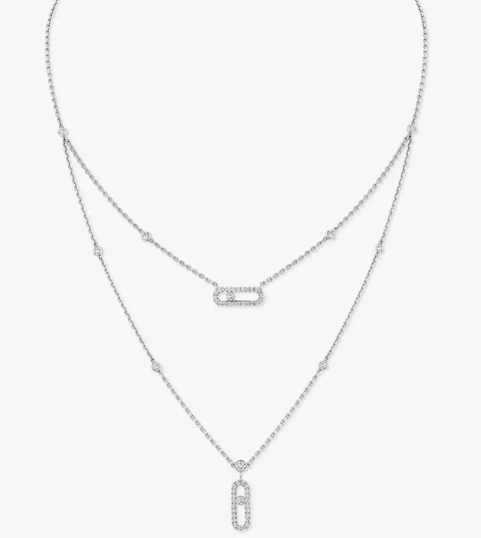 [Marins]MS Double-Circle Full-Diamond Necklace
