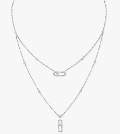 [Marins]MS Double-Circle Full-Diamond Necklace