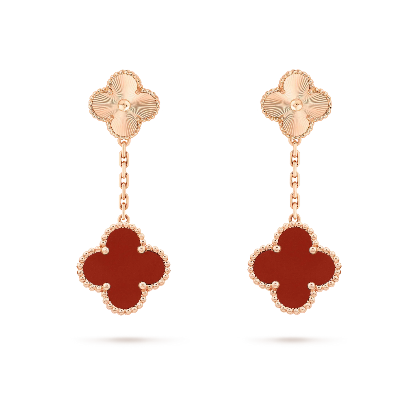 [Marins]CLOVER 2 MOTIF  LASER CARNELIAN EARRINGS