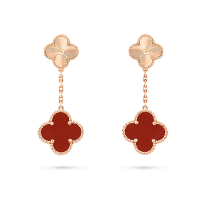 [Marins]CLOVER 2 MOTIF  LASER CARNELIAN EARRINGS