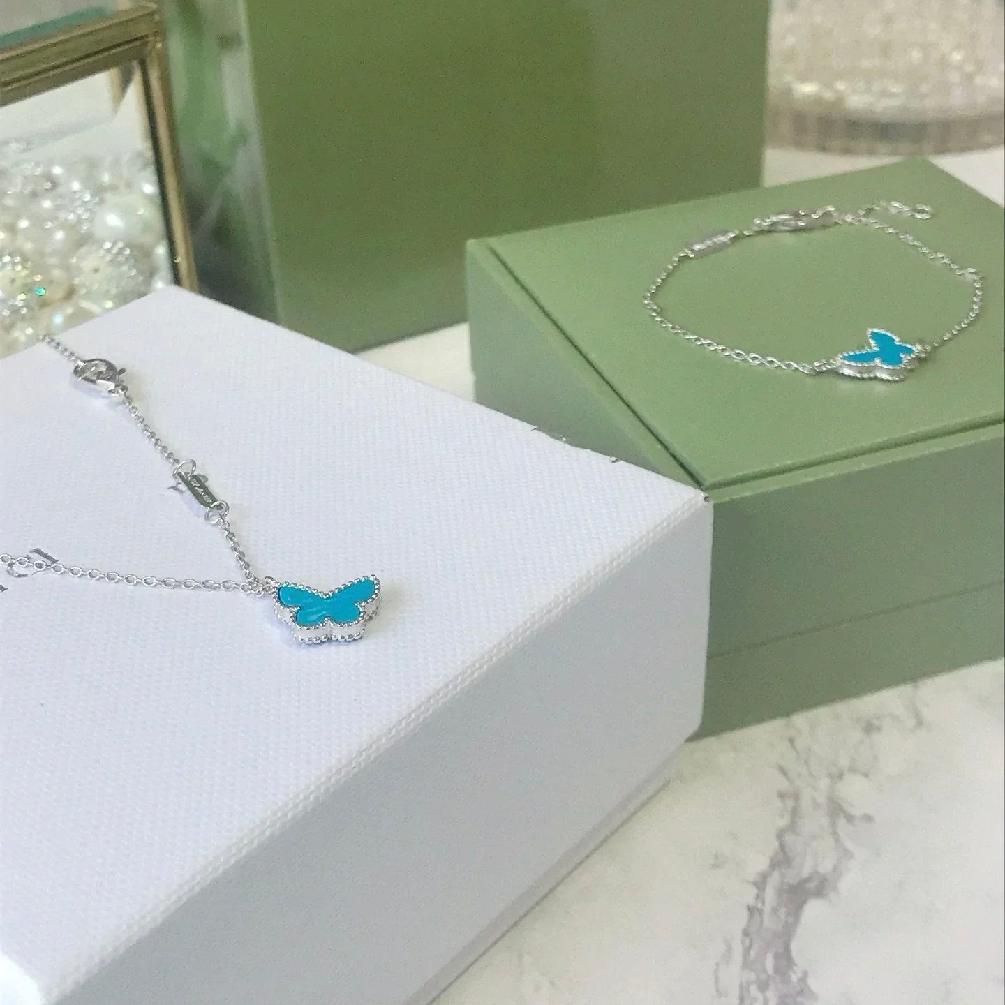 [Marins]BUTTERFLY TURQUOISE BUTTERFLY BRACELET SILVER
