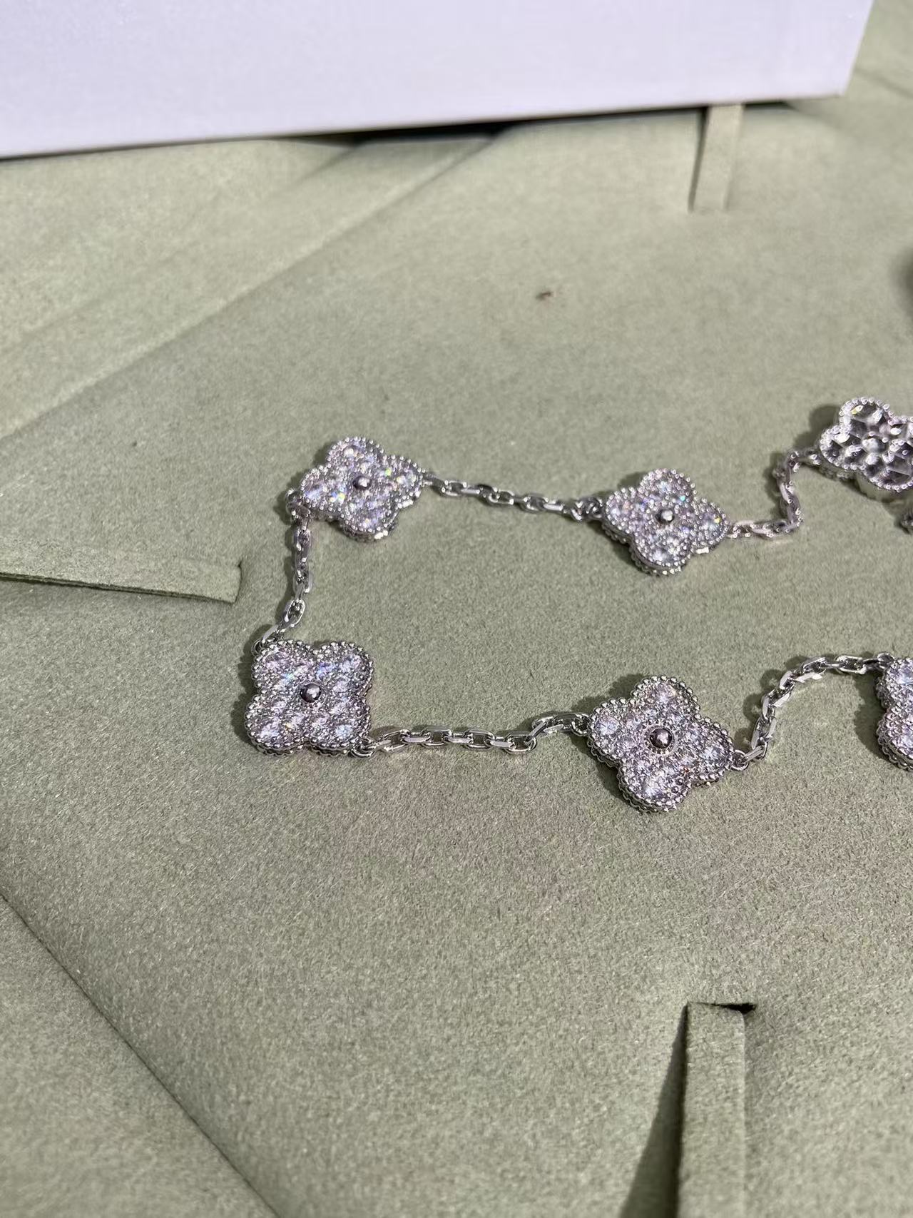 [Marins Jewelry]CLOVER 10 MOTIFS  FULL DIAMOND NECKLACE