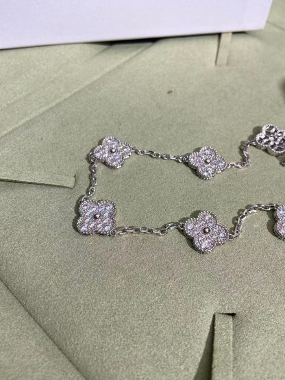 [Marins Jewelry]CLOVER 10 MOTIFS  FULL DIAMOND NECKLACE