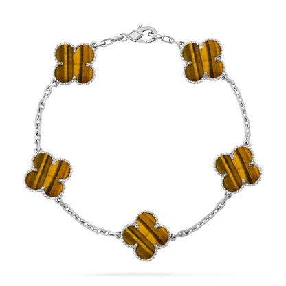 [Marins] CLOVER 5 MOTIFS TIGER EYE BRACELET COLLECTION