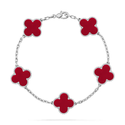 [Marins] CLOVER 5 MOTIF RED CORNELIAN BRACELET COLLECTION