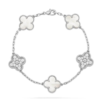 [Marins]CLOVER WHITE PEARL MOP 5 MOTIF BRACELET COLLECTION