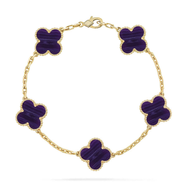 [Marin-Jewelry]CLOVER 5 MOTIF PURPLE STRIPES BRACELET COLLECTION