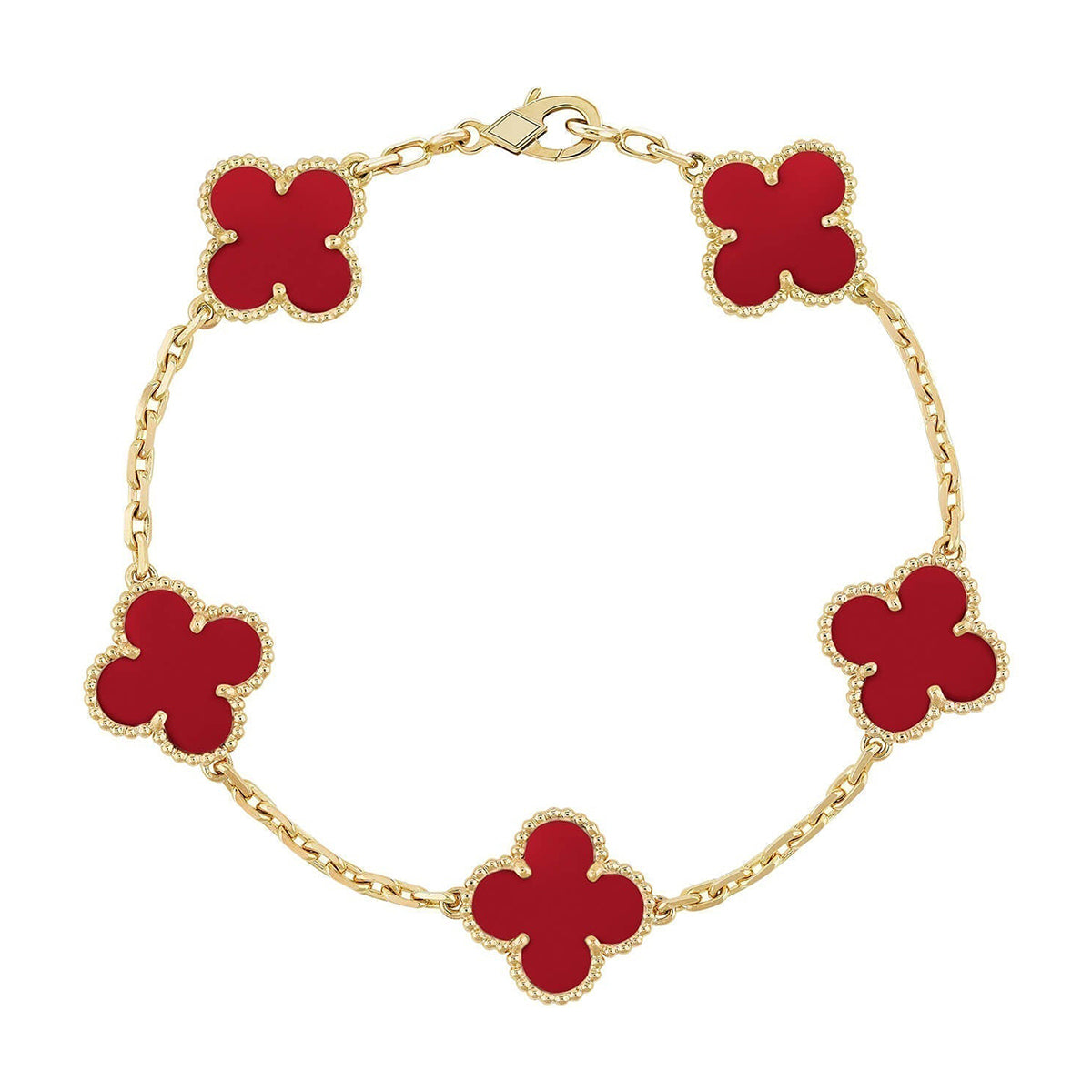 [Marins] CLOVER 5 MOTIF RED CORNELIAN BRACELET COLLECTION