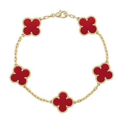 [Marins] CLOVER 5 MOTIF RED CORNELIAN BRACELET COLLECTION