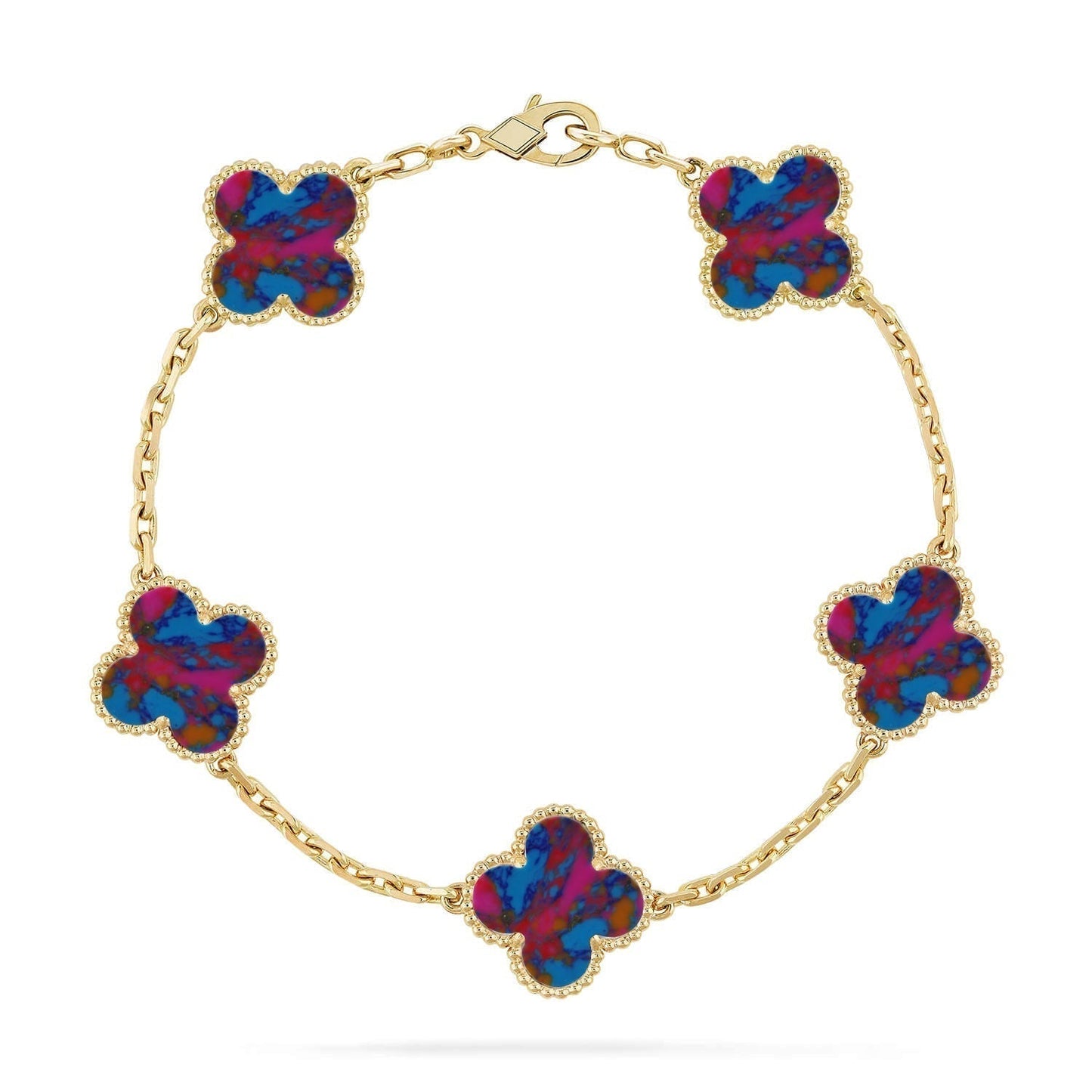 [Marins]CLOVER 5 MOTIF COLOR GEMSTONES BRACELET COLLECTION