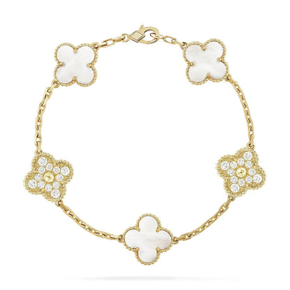 [Marins]CLOVER WHITE PEARL MOP 5 MOTIF BRACELET COLLECTION
