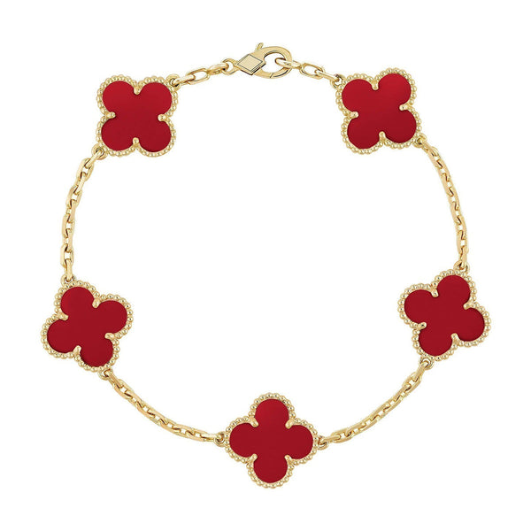 [Marin-Jewelry] CLOVER 5 MOTIF RED CORNELIAN BRACELET COLLECTION