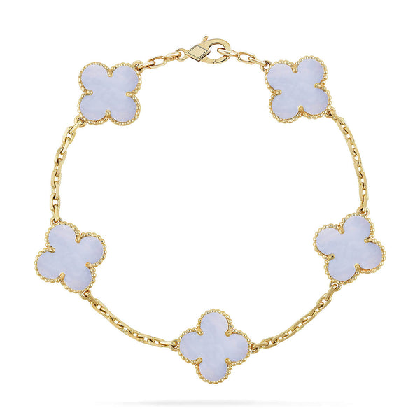 [Marin-Jewelry] CLOVER 5 MOTIF PURPLE CHALCEDONY BRACELET COLLECTION