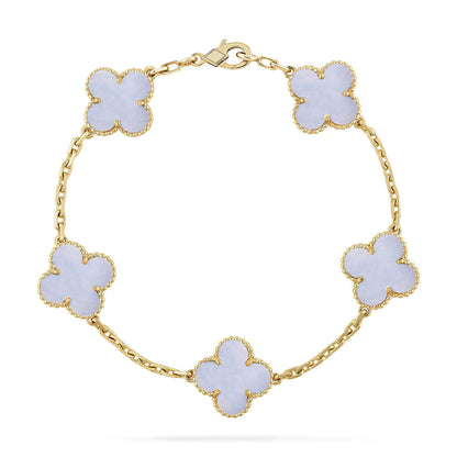 [Marins] CLOVER 5 MOTIF PURPLE CHALCEDONY BRACELET COLLECTION
