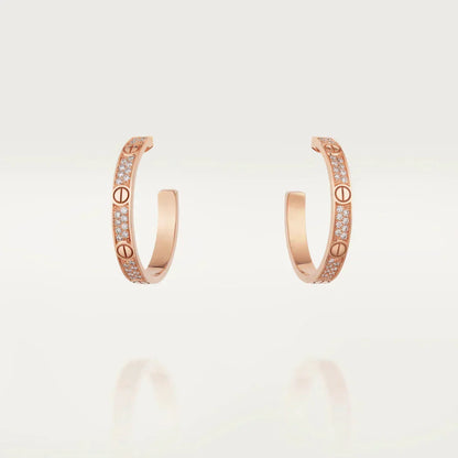 [Marins]LOVE DIAMOND PINK GOLD HOOP EARRINGS