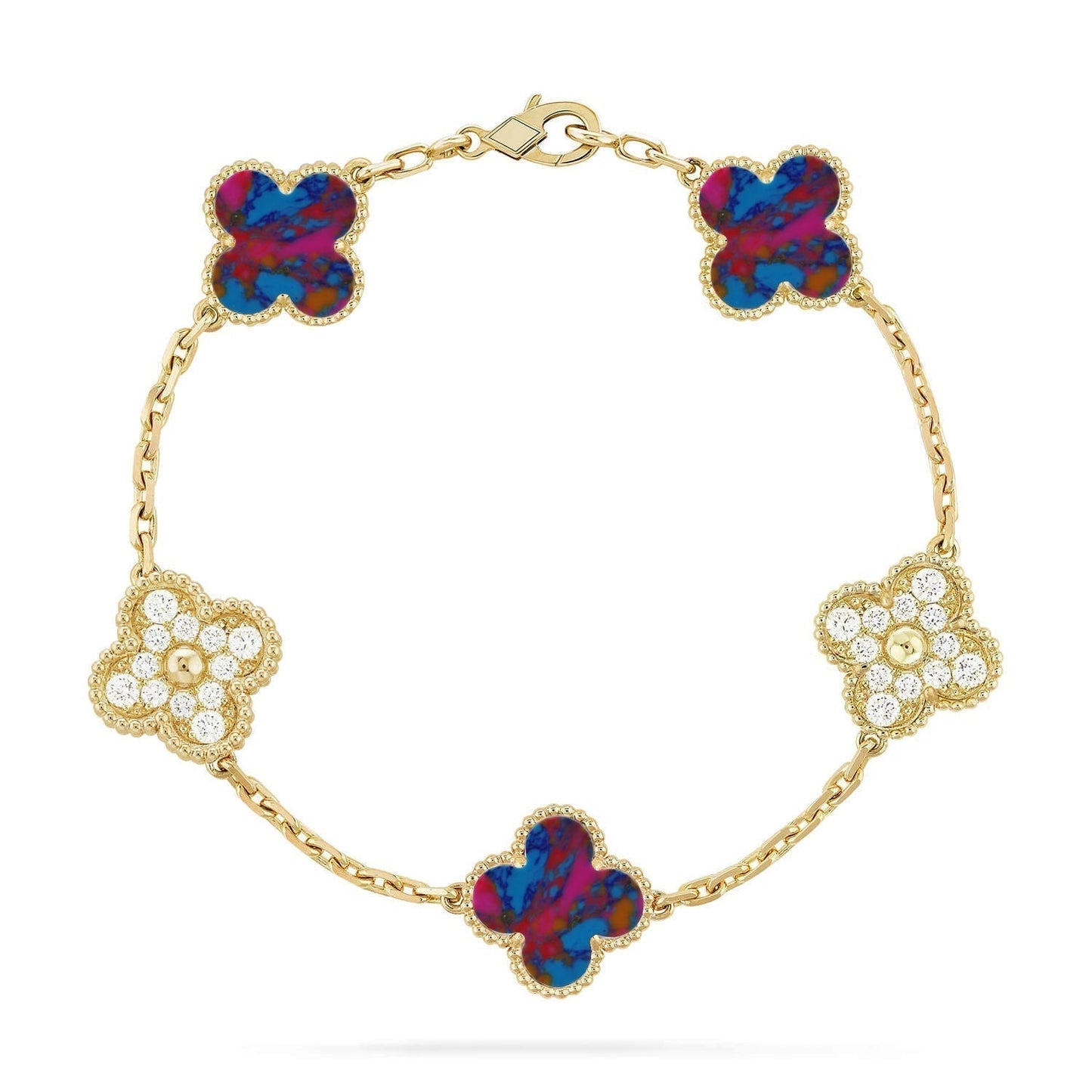 [Marins]CLOVER 5 MOTIF COLOR GEMSTONES BRACELET COLLECTION