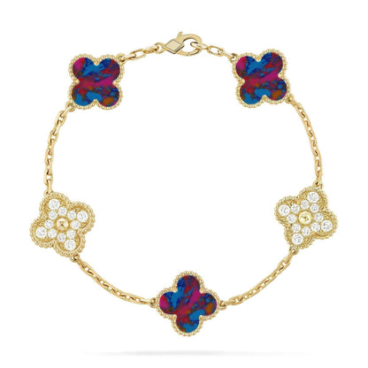 [Marins]CLOVER 5 MOTIF COLOR GEMSTONES BRACELET COLLECTION