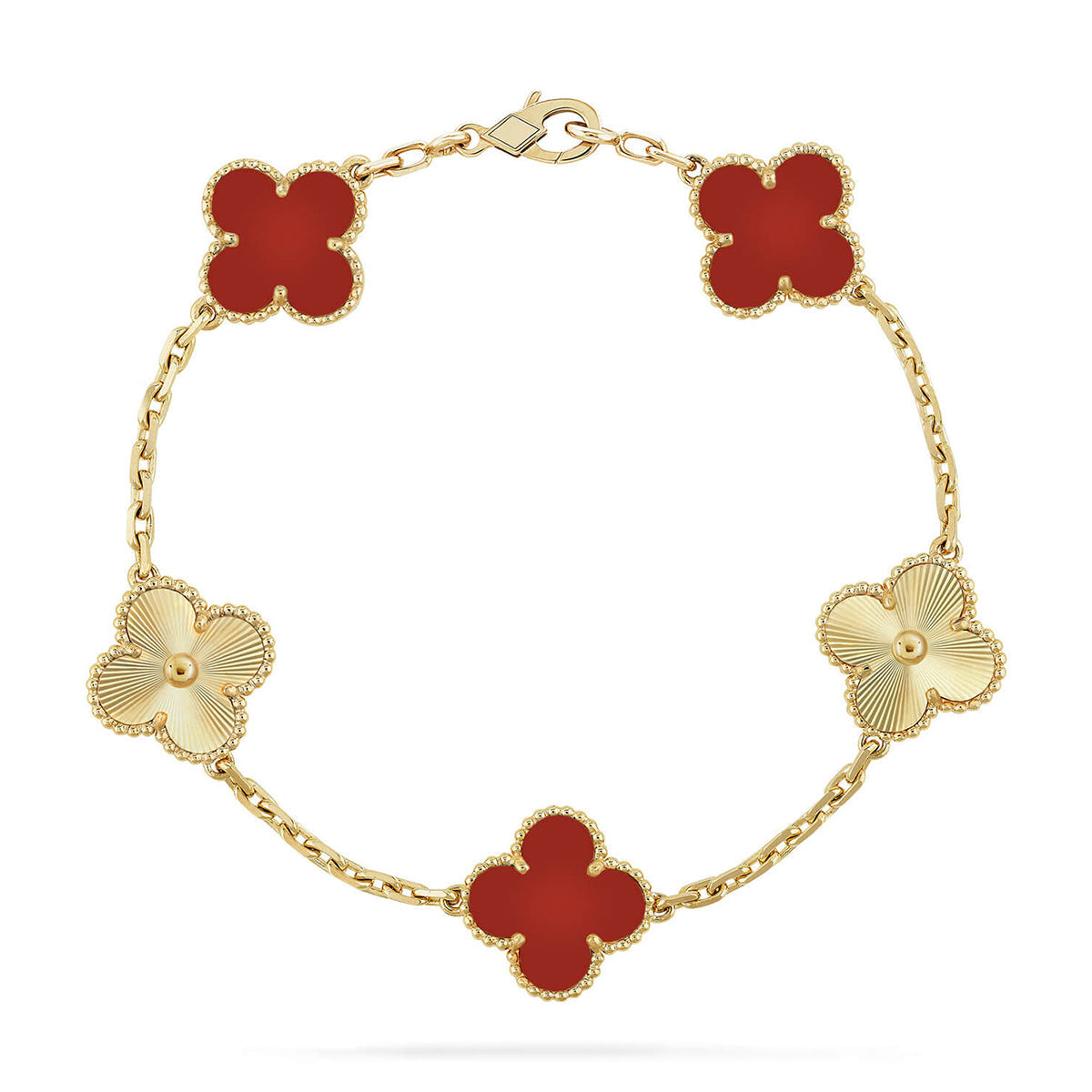 [Marins] CLOVER 5 MOTIF RED CORNELIAN BRACELET COLLECTION
