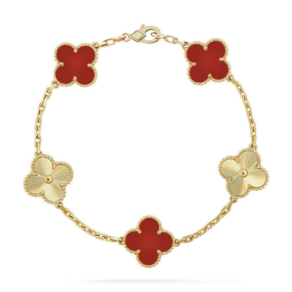 [Marins] CLOVER 5 MOTIF RED CORNELIAN BRACELET COLLECTION