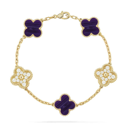 [Marins]CLOVER 5 MOTIF PURPLE STRIPES BRACELET COLLECTION