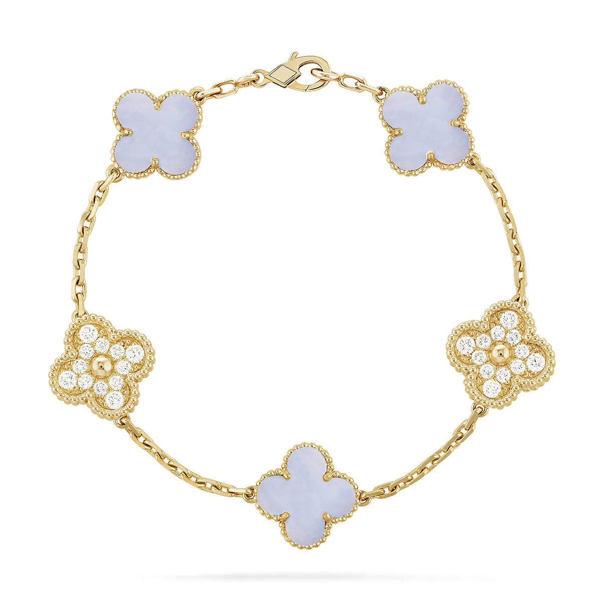 [Marins] CLOVER 5 MOTIF PURPLE CHALCEDONY BRACELET COLLECTION