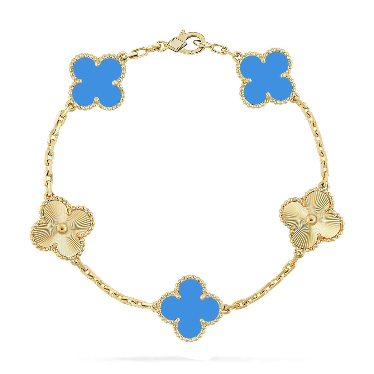 [Marins] CLOVER 5 MOTIF BLUE AGATE BRACELET COLLECTION